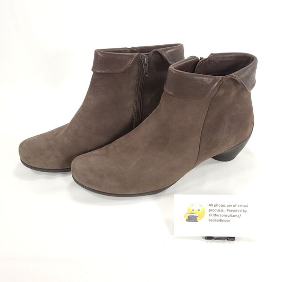 Ecco Casual Side Zip Ankle Boot Womens Size 8.5 P245693258942 Brown Black - Picture 1 of 9